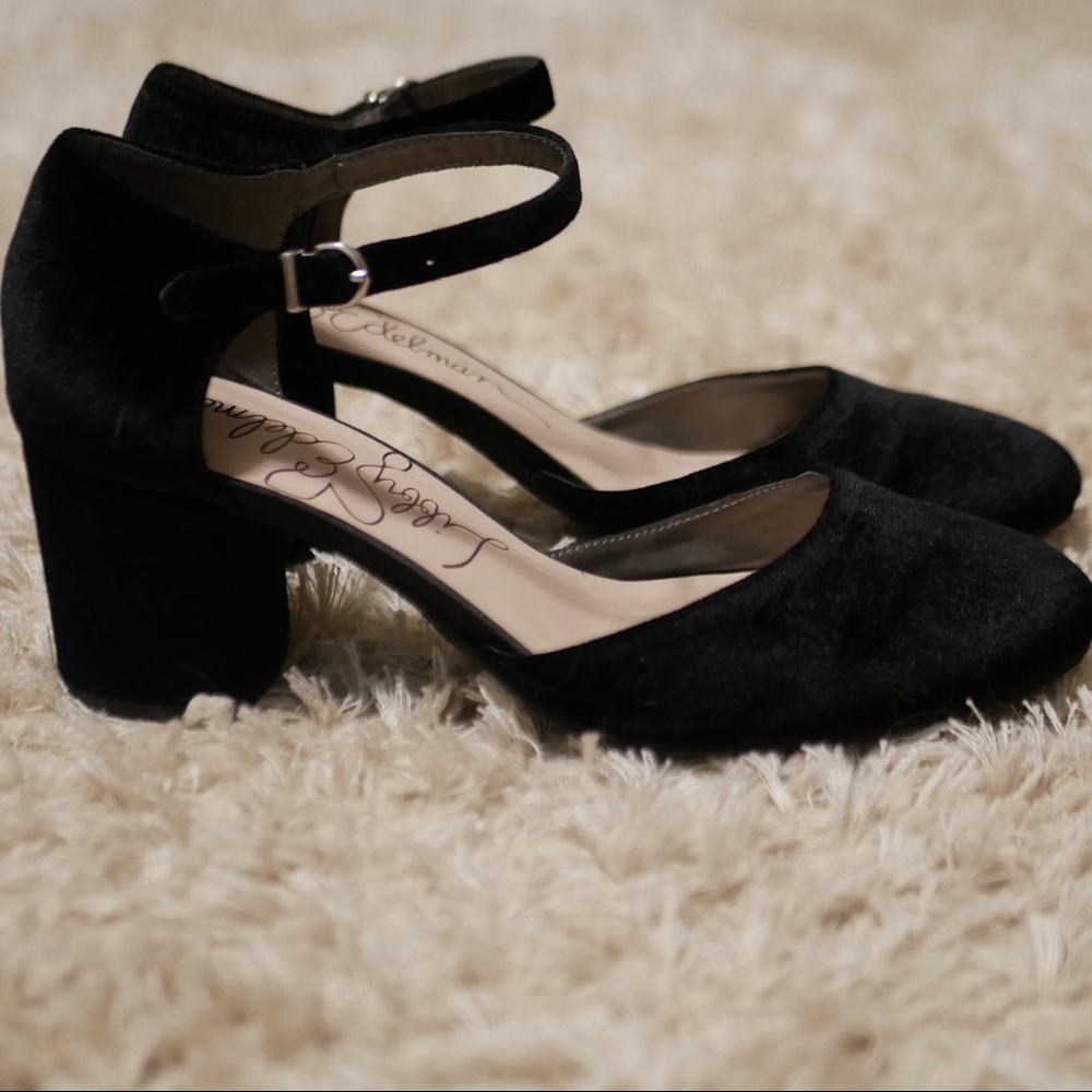Libby Edelman Black Velvet Heels | Size 10